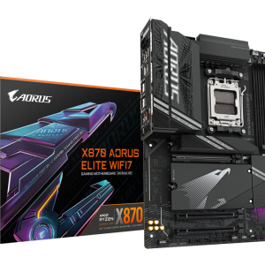 GIGABYTE X870 AORUS ELITE WIFI7 Placa Base - Compatible con CPUs AMD Ryzen 9000, 16+2+2 fases VRM, hasta 8000MHz DDR5 (OC), 3xPCIe 5.0 + 1xPCIe 4.0, Wi-Fi 7, LAN 2.5GbE, USB 4