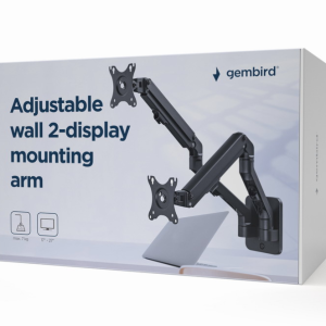 Gembird MA-WA2-01 soporte para monitor 68,6 cm (27") Pared Negro