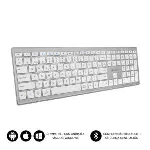 SUBBLIM Teclado Completo delgado inalámbrico Bluetooth Pure Extended Silver