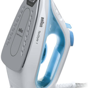Braun TexStyle 1 SI1050BL Plancha a vapor Suela de cerámica 2000 W Azul, Blanco
