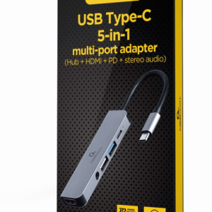 Gembird A-CM-COMBO5-02 base para portátil y replicador de puertos Alámbrico USB 3.2 Gen 1 (3.1 Gen 1) Type-C Plata