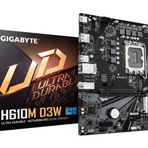 GIGABYTE H610M D3W Placa Base - Compatible con procesadores Intel Core de 14ª generación, VRM de 5+1+1 fases, hasta 5600MHz DDR5, 1xPCIe 3.0 M.2, LAN 1GbE, USB 3.2 Gen 1