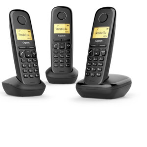 Gigaset A170 Trio Teléfono DECT Analógico Negro con Identificador de Llamadas
