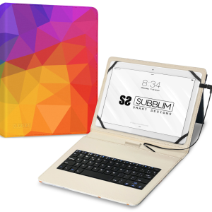 SUBBLIM Funda con Teclado Micro USB – Type C KEYTAB USB 11" Triangulos