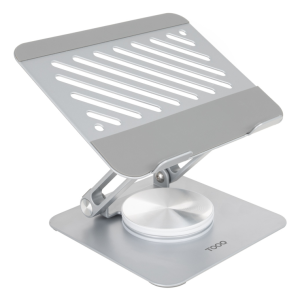 TooQ Soporte de Sobremesa con rotación 360° y ajustable para dispositivos de hasta 13”, Color Plata