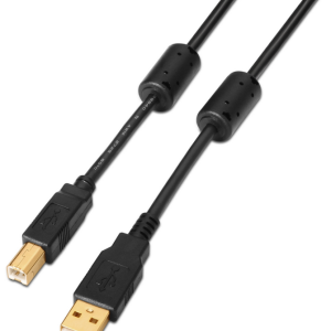 AISENS A101-0009 Cable USB 2.0 2m USB A a USB B Negro - Alta Velocidad y Durabilidad