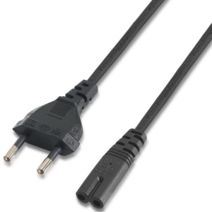 AISENS A132-0173 Cable de Transmisión Negro 1,5 m con CEE7/7 y C7 Acoplador