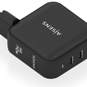 AISENS ASCH-140W3P031-BK Cargador Universal de Dispositivo Móvil con Carga Rápida para Interior