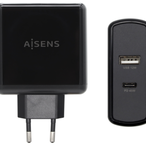 AISENS ASCH-2PD45A-BK Cargador Rápido para Dispositivos Móviles y Electrónica Negra