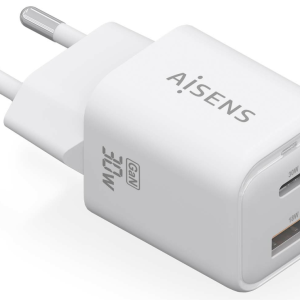 AISENS ASCH-30W2P020-W cargador móvil universal con carga rápida AC para interior