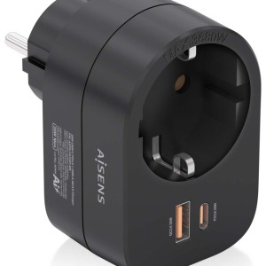 AISENS ASPS-1A1C07-BK Cargador Universal de Dispositivo Móvil con Carga Rápida para Interior