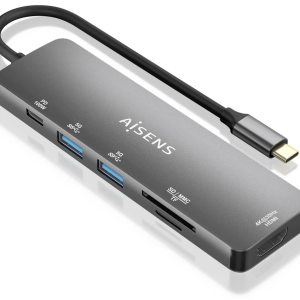AISENS ASUC-6P016-GR Base para Portátil con Replicador de Puertos USB 3.2 Gen 1 Type-C