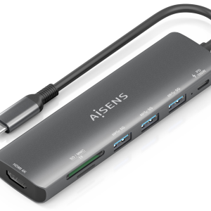 AISENS ASUC-7P025-GR Base para Portátil con Replicador de Puertos USB 3.2 Gen 1 Type-C