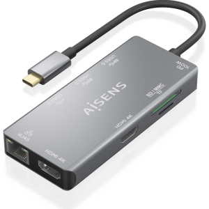 AISENS ASUC-9P018-GR Base para portátil con replicador de puertos USB 3.2 Gen 1 Type-C