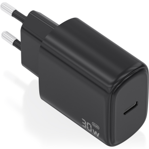 AISENS Cargador GaN 30W con USB-C PD3.0, Negro Compacto y Rápido
