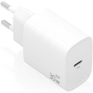 AISENS Cargador GaN 30W USB-C PD3.0 Blanco - Carga Rápida y Compacta