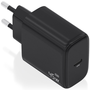AISENS Cargador GaN 45W USB-C PD3.0 Negro - Carga Rápida y Compacta
