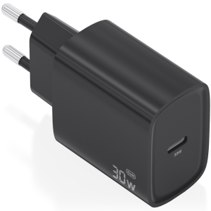 AISENS Cargador GaN 30W USB-C PD3.0 Negro - Carga Rápida y Compacta