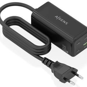 AISENS Cargador Sobremesa GaN 100W con 3 USB-C PD3.0 y USB-A QC3.0 Negro