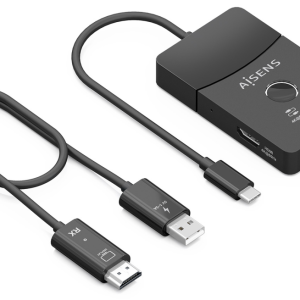 AISENS Docking USB-C a HDMI 1080P@60Hz Inalámbrico y Cable 4K60Hz, 2xUSB-C, USB-A y PD 100W Negro