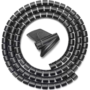 AISENS Organizador de Cable en Espiral 25mm Negro 1.0m - Gestión Profesional de Cables