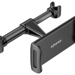AISENS Soporte Ajustable para Reposacabezas de Coche - Compatible con Teléfono y Tablet, Negro