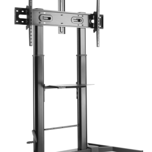 AISENS Soporte de Suelo ECO con Ruedas, Manivela y Bandeja para DVD para TV/Monitor 60-100" 100Kg Negro