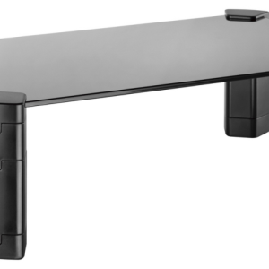 AISENS Soporte Elevador Cristal Negro para Monitor y Portátil - Estable y Elegante