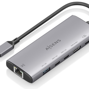 AISENS USB-C Dock 6 en 1 con HDMI, RJ45, USB 10G y Power Delivery, Gris