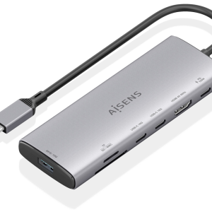 AISENS USB-C Dock 7 en 1 - Hub USB-C con HDMI 4K, USB 10G y Carga PD 100W
