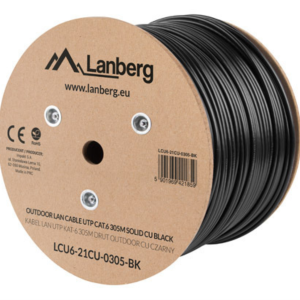 Cable de Red Lanberg LCU6-21CU-0305-BK Negro 305m Cat6 U/UTP