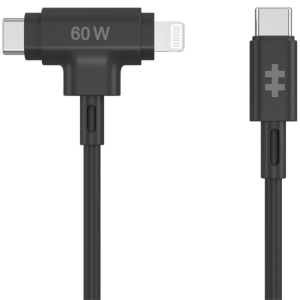 Cable USB C a USB C/Lightning HYPER HyperJuice 60W 1,5m Negro