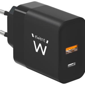 Ewent EW1327 Cargador Universal Negro con Carga Rápida para Dispositivos Móviles