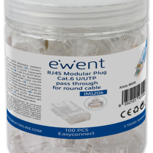 Ewent IM1206 Conector RJ-45 Transparente Cat6 - Alta Calidad y Fiabilidad