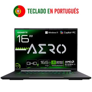 GIGABYTE AERO X16 1VH93PTC94AH portátil AMD Ryzen 7 350 16" WQXGA 16GB DDR5 1TB SSD RTX 5060 Wi-Fi 6E Windows 11 Gris