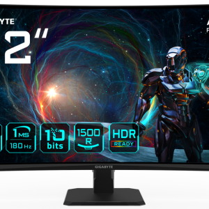 GIGABYTE GS32QCA 31.5" Monitor Curvo Gaming QHD 180Hz 1ms FreeSync HDR