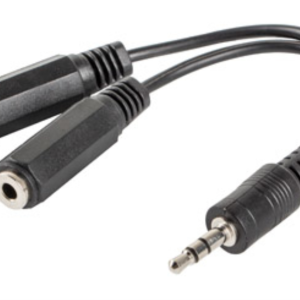 Lanberg AD-0024-BK Cable de Audio 3,5mm 2x3,5mm Negro 0,1m - Alta Calidad y Conexión Estable