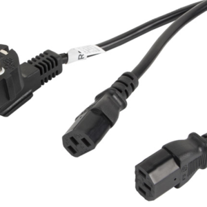 Lanberg CA-C13C-13CC-0018-BK Cable de Transmisión Negro 2m con Acoplador C13 y Conector CEE7/7