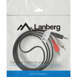 Lanberg cable de audio 1,5 m 3,5mm a 2 x RCA negro CA-MJRC-10CC-0015-BK