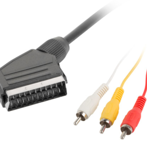 Lanberg Cable EUROCONECTOR SCART 1,8 m 3 x RCA Negro - CA-EURC-10CC-0018-BK