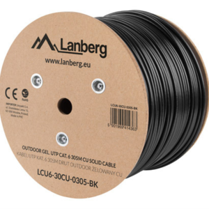 Lanberg LCU6-30CU-0305-BK Cable de Red Cat6 U/UTP Negro 305 m – Alta Velocidad y Fiabilidad