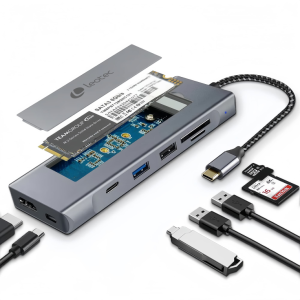 Leotec Docking Station 8 en 1 con ranura M.2 para SSD - Hub USB C Multifuncional