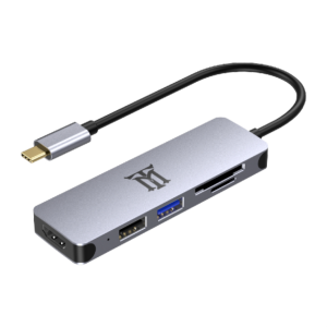 Maillon Technologique Premium MTHUB5 - Base para portátil y replicador USB 3.2 Gen 2 Type-C en Aluminio Gris