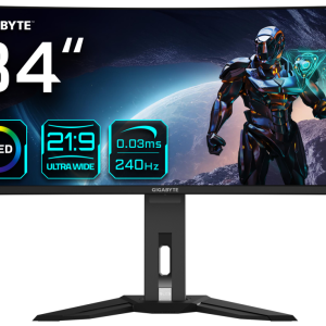 Monitor Curvo OLED GIGABYTE MO34WQC2 34" WQHD 240Hz 0.03ms FreeSync HDR