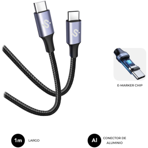 SUBBLIM Cable Plus USB-C 100W 1m Negro - Carga y Transferencia Ultra Rápida