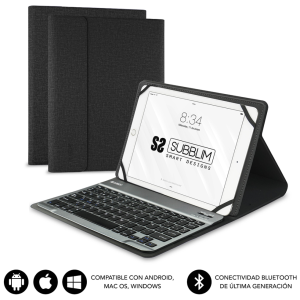 SUBBLIM Funda con Teclado KEYTAB PRO Bluetooth 10,1" Negra – Protección y Escritura Precisa