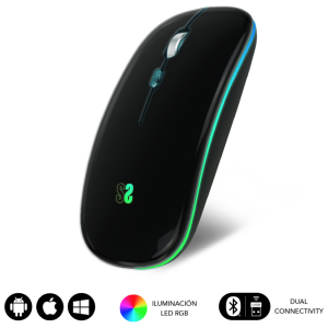 SUBBLIM Ratón Inalámbrico Dual Bluetooth + RF con LED RGB Negro