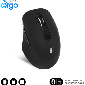 SUBBLIM SUBMO-EDCUR01: Ratón Universal Mano Derecha Bluetooth + USB Type-A 1600 DPI Óptico