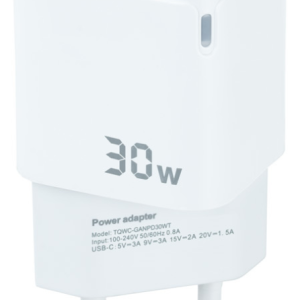 TooQ Cargador de Pared GAN USB-C PD 30W Blanco – Carga Rápida y Compacto
