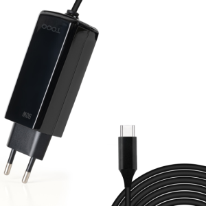 TooQ Cargador portátil GAN USB-C PD 90W Negro – Carga rápida y eficiente